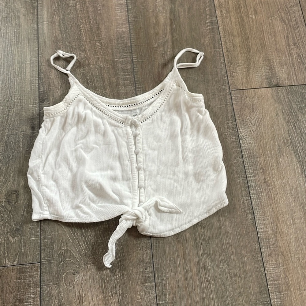 Hollister Crop Tie White Tank Top XS